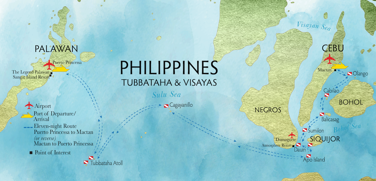 Map of Best of Visayas liveaboard route