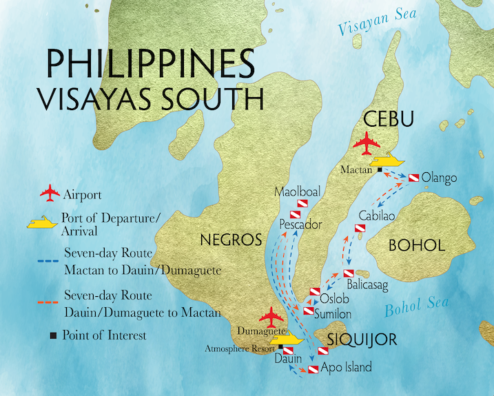 Map of Best of Visayas liveaboard route